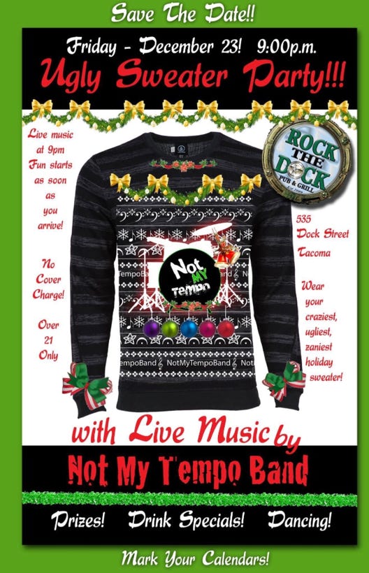 Image 1 for 2016 December, Blog, Jon Randall (Ugly Sweater Gig Flyer)